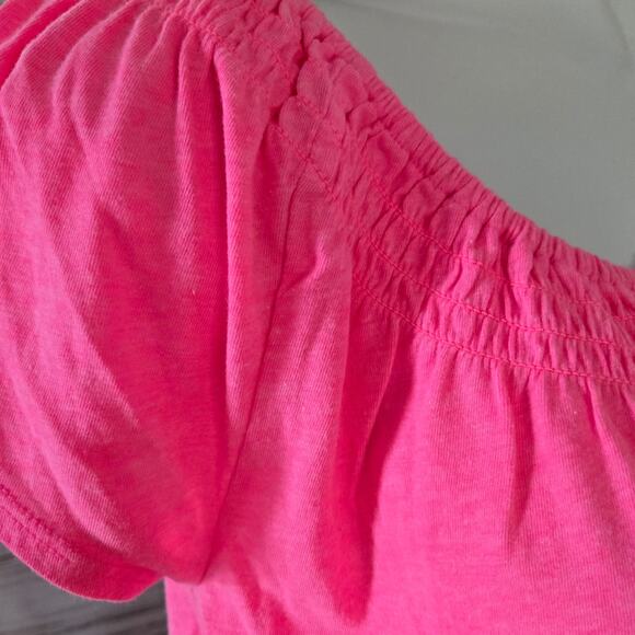 Gap Outlet Bright Pink Heathered Peasant Top sz XS - Picture 2 of 6